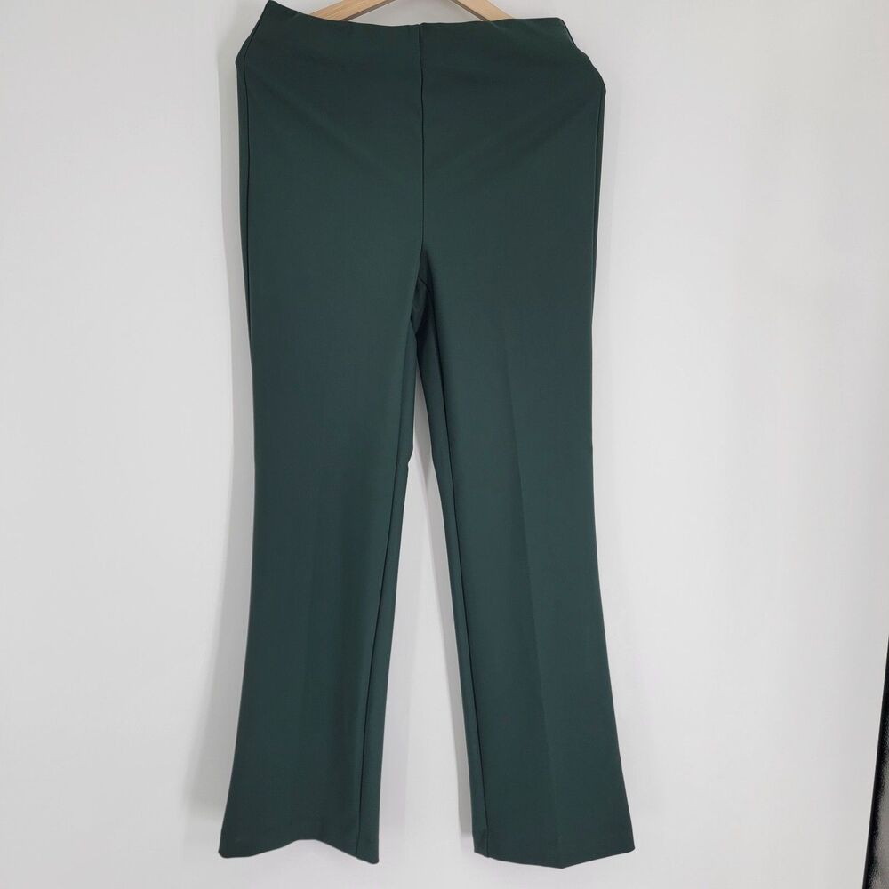 Christian Siriano Womens 8 Forest Green Pull-On Stretch Flat Front Bootcut Pants